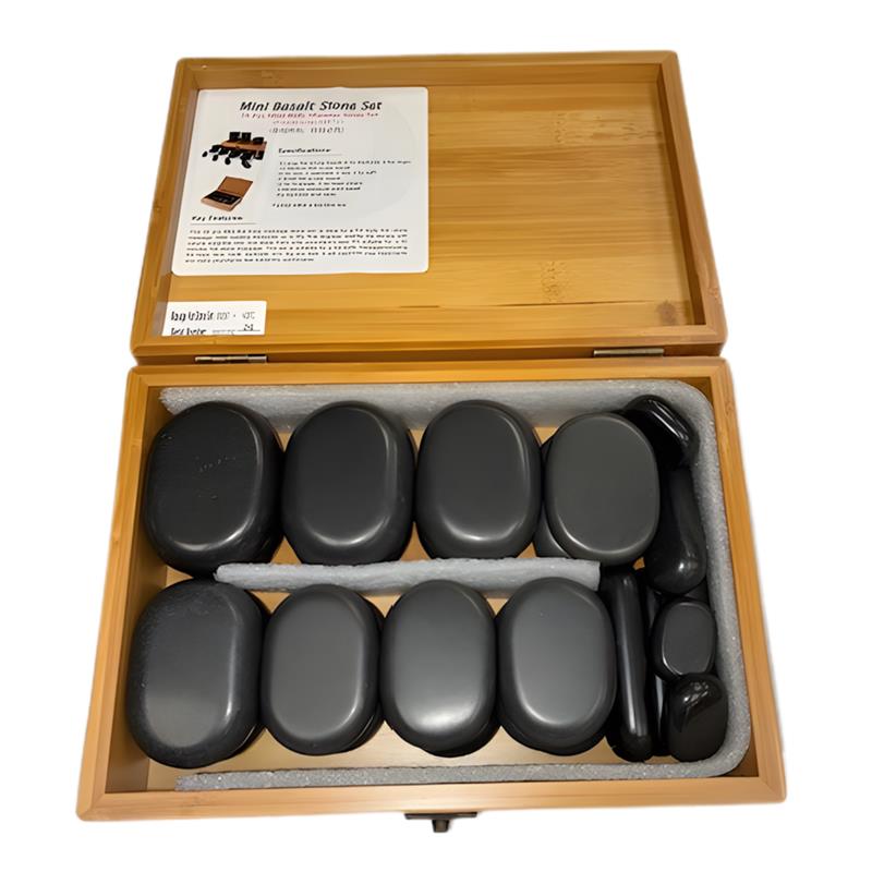 H28TC – 28-Piece Mini Massage Stone Set – Natural Basalt Hot Stones for Spa & Therapy Use