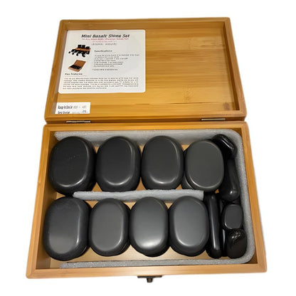 H28TC – 28-Piece Mini Massage Stone Set – Natural Basalt Hot Stones for Spa & Therapy Use