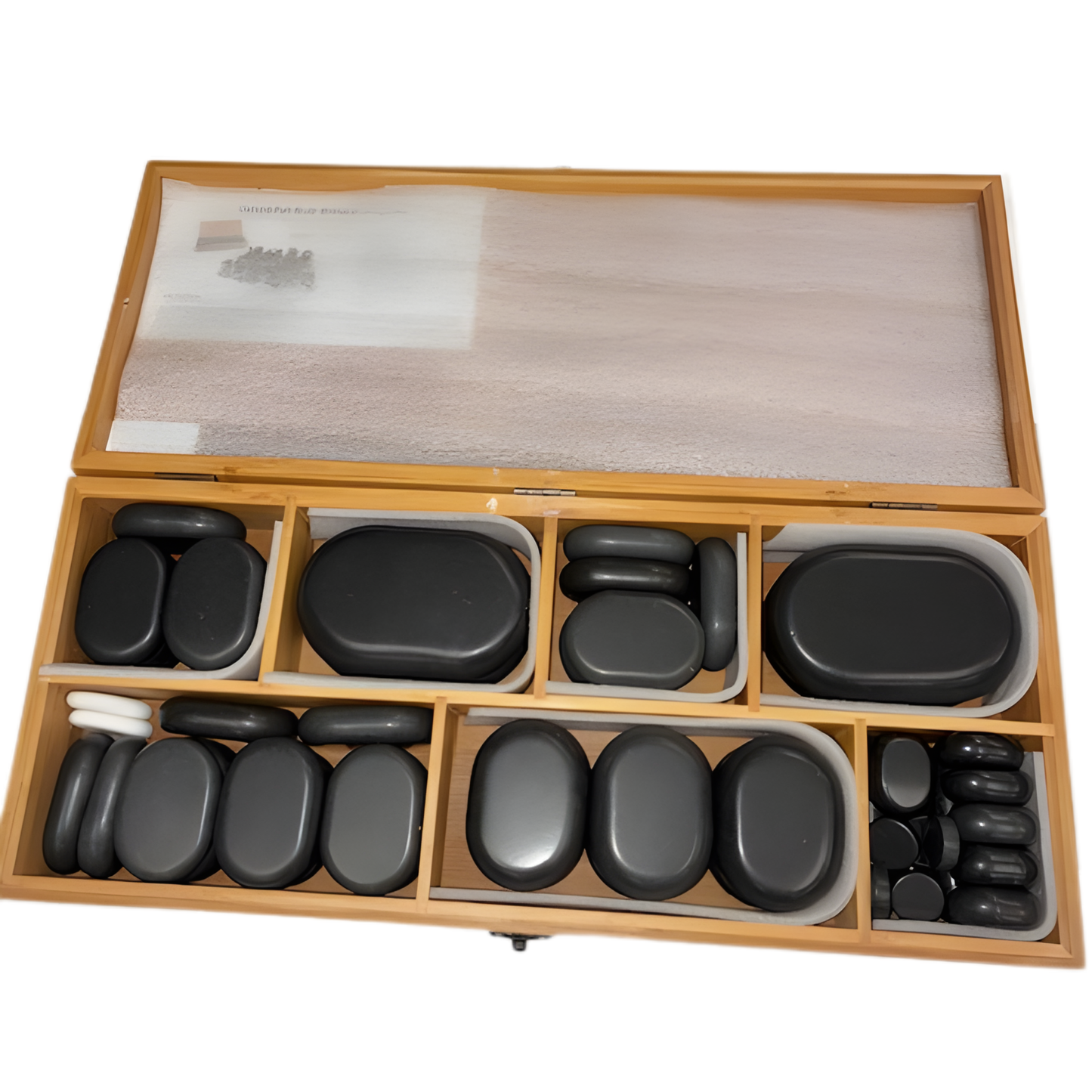 H54TC – 54-Piece Mini Massage Stone Set – Natural Basalt Hot Stones for Spa & Therapy Use