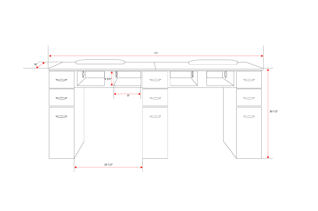 N164A Nail Table with White Marble Top & Gray Body – Single/Double Option