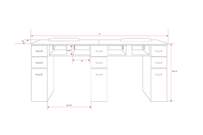 N164A Nail Table with White Marble Top & Gray Body – Single/Double Option