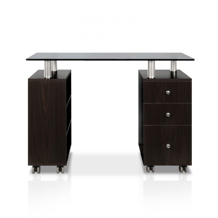 Glass Top Nail Table: Contemporary Design with a Sophisticated Glass Surface, Premium Quality
